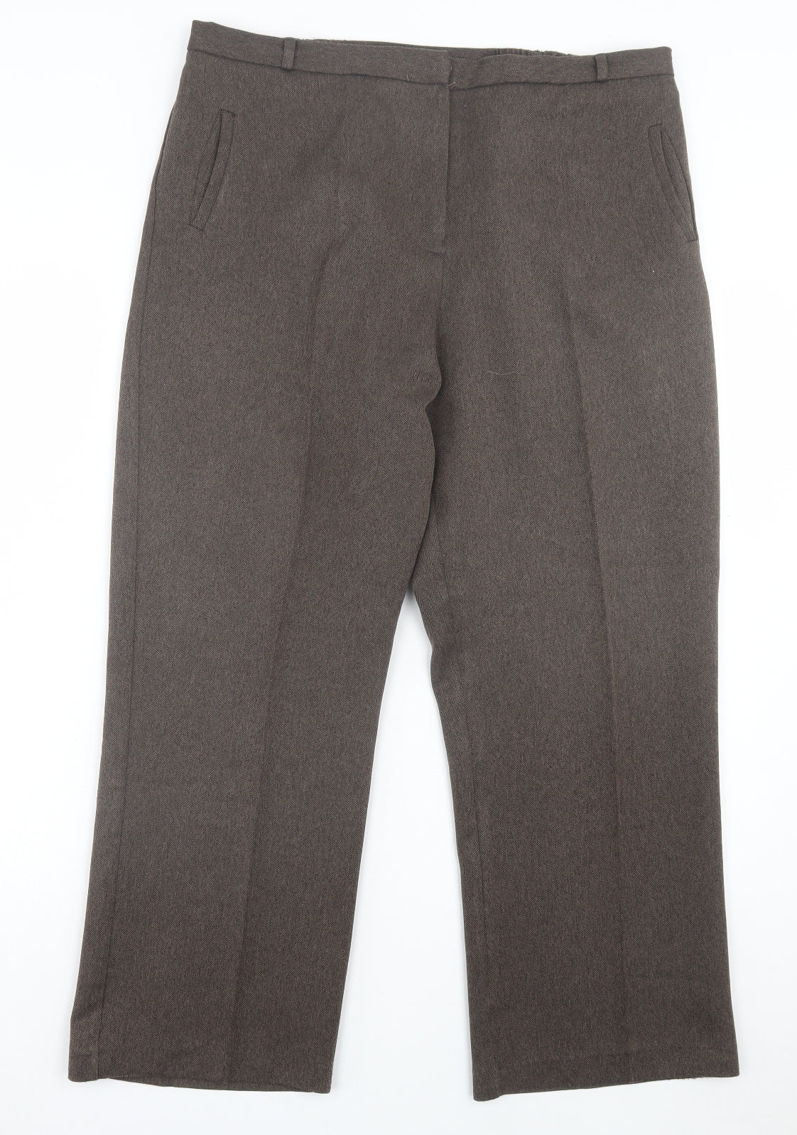 Autonomy Womens Brown Polyester Trousers Size 16 L27 in Regular Hook & Eye