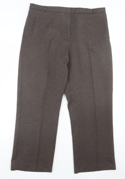 Autonomy Womens Brown Polyester Trousers Size 16 L27 in Regular Hook & Eye