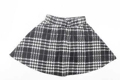 SheIn Womens Black Plaid Polyester Skater Skirt Size XS