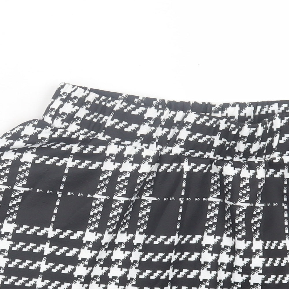 SheIn Womens Black Plaid Polyester Skater Skirt Size XS