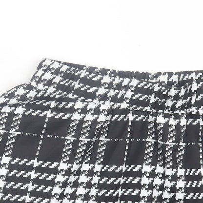 SheIn Womens Black Plaid Polyester Skater Skirt Size XS