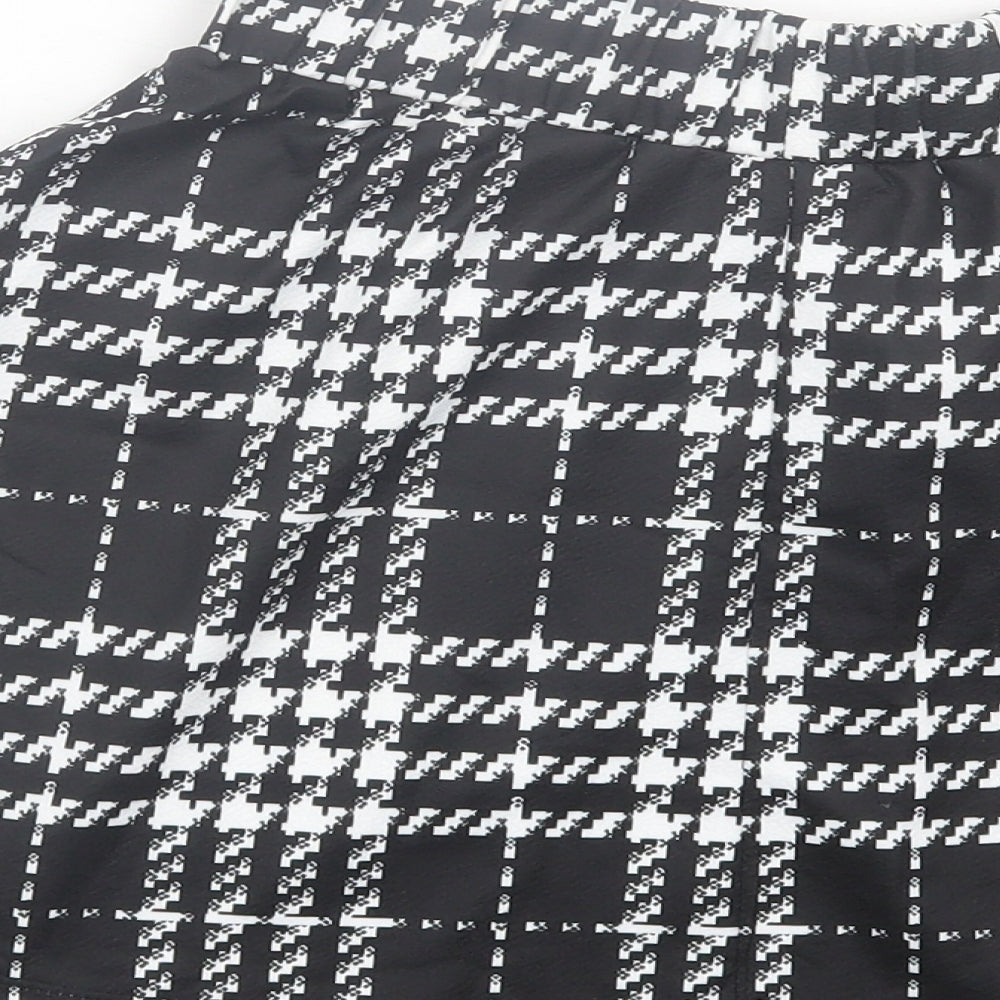 SheIn Womens Black Plaid Polyester Skater Skirt Size XS