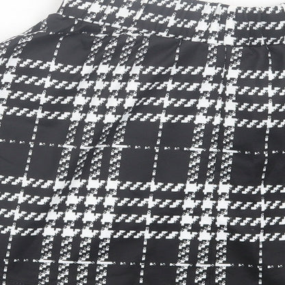 SheIn Womens Black Plaid Polyester Skater Skirt Size XS