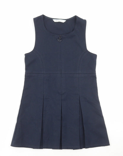 Marks and Spencer Girls Blue Polyester A-Line Size 2-3 Years Scoop Neck Zip - School Wear
