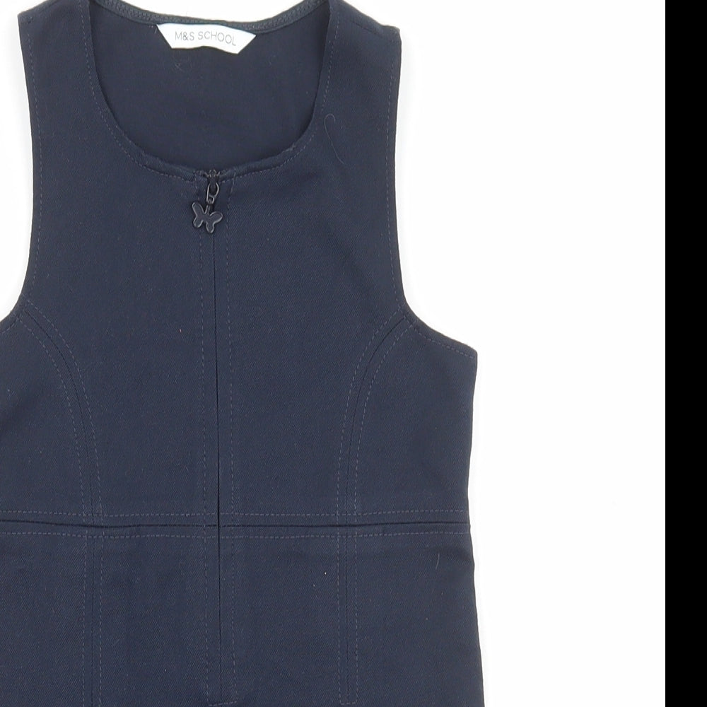 Marks and Spencer Girls Blue Polyester A-Line Size 2-3 Years Scoop Neck Zip - School Wear