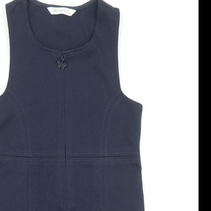 Marks and Spencer Girls Blue Polyester A-Line Size 2-3 Years Scoop Neck Zip - School Wear