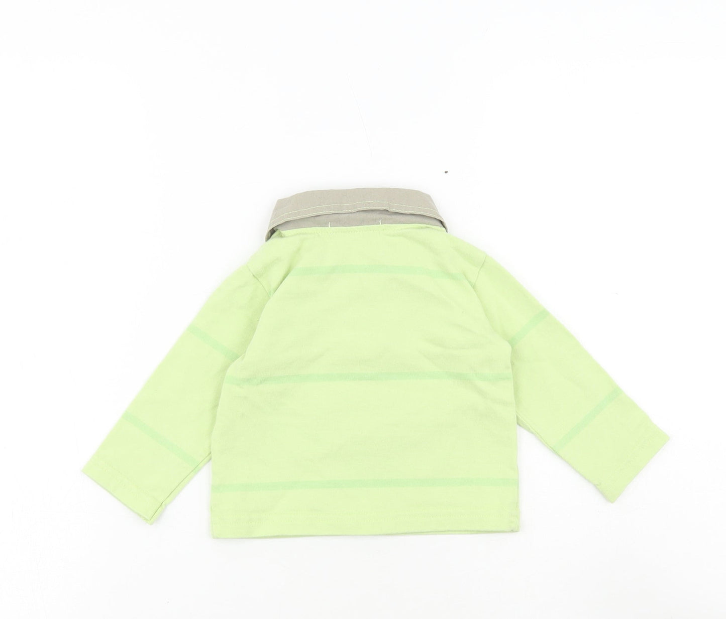 Ohm & Emmy Baby Green Cotton Basic Polo Size 3-6 Months Collared Button - Trucking