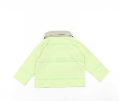 Ohm & Emmy Baby Green Cotton Basic Polo Size 3-6 Months Collared Button - Trucking