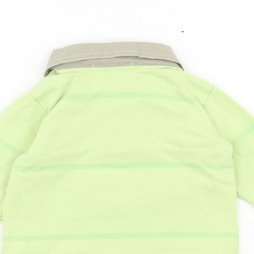 Ohm & Emmy Baby Green Cotton Basic Polo Size 3-6 Months Collared Button - Trucking