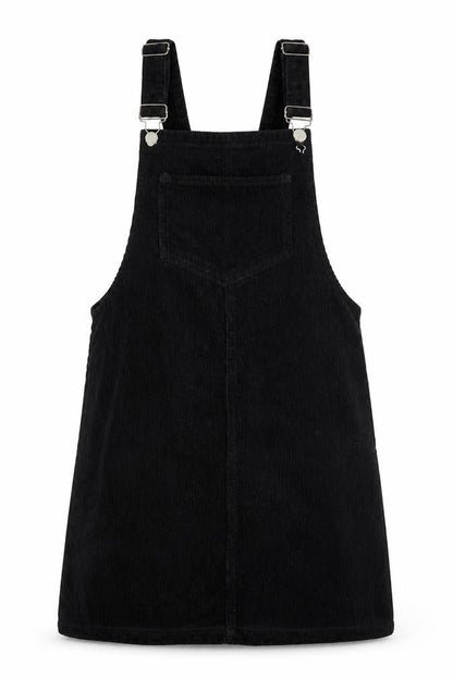 Denim & Co. Womens Black Cotton Pinafore/Dungaree Dress Size 4 Scoop Neck Buckle