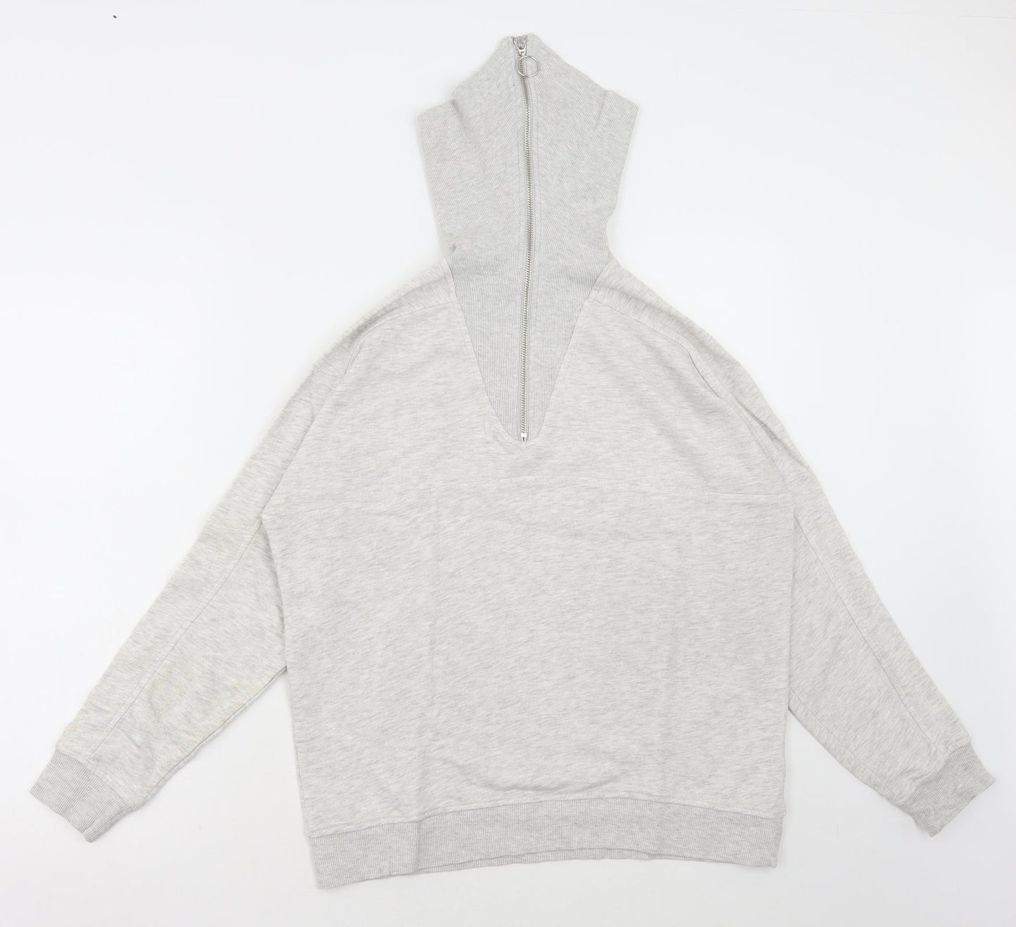F&F Womens Grey Cotton Full Zip Hoodie Size 10 Zip