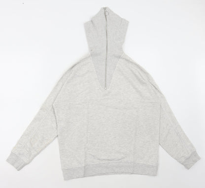 F&F Womens Grey Cotton Full Zip Hoodie Size 10 Zip