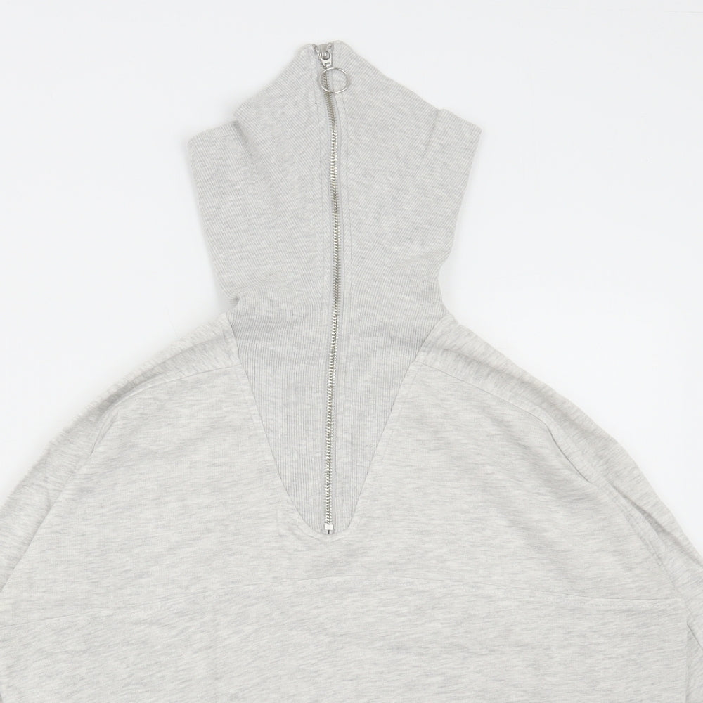 F&F Womens Grey Cotton Full Zip Hoodie Size 10 Zip