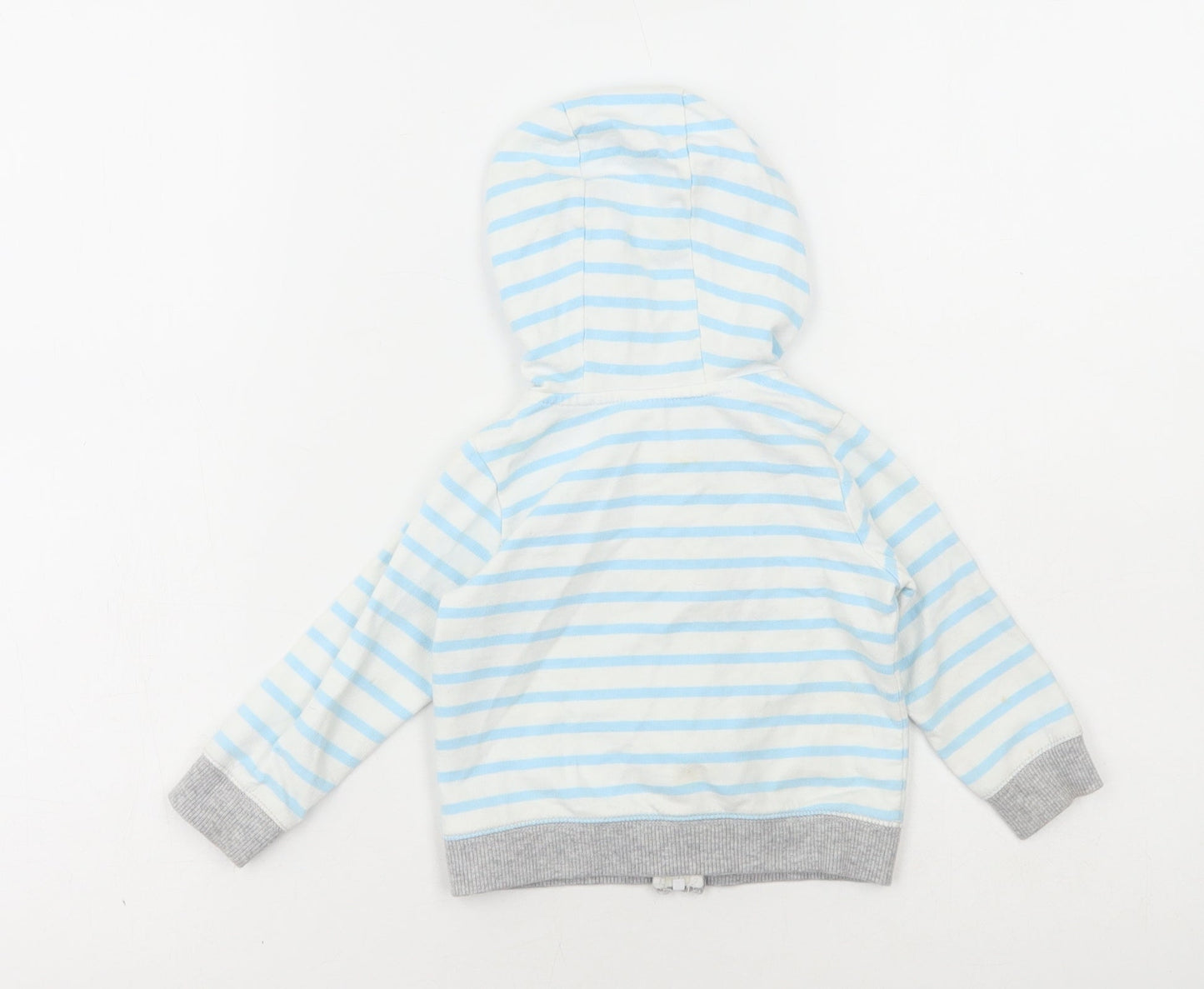 Carters Boys White Striped Jacket Size 12 Months Zip - Truck