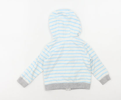 Carters Boys White Striped Jacket Size 12 Months Zip - Truck