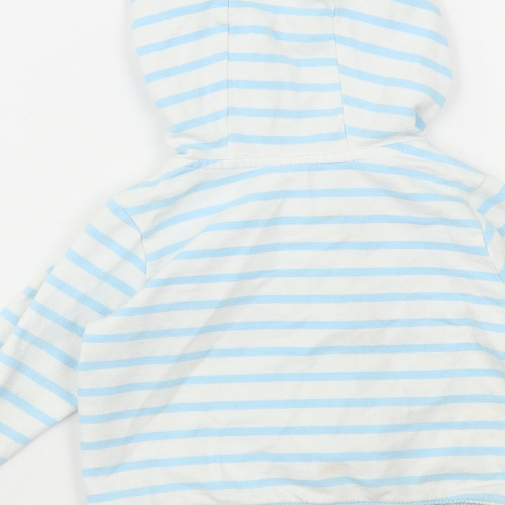 Carters Boys White Striped Jacket Size 12 Months Zip - Truck