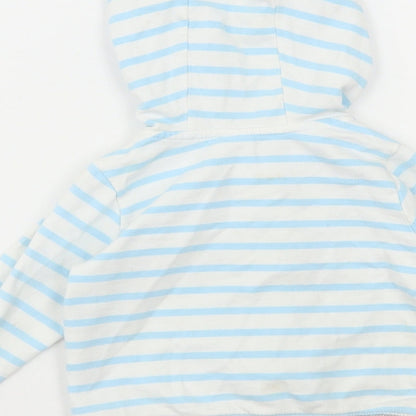 Carters Boys White Striped Jacket Size 12 Months Zip - Truck