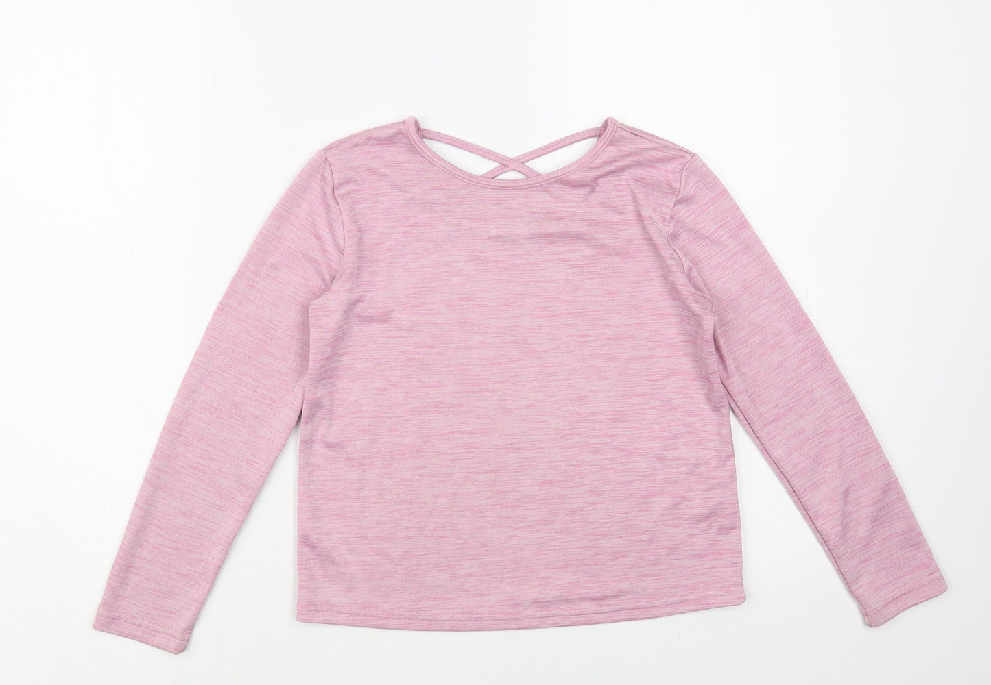 Dunnes Stores Girls Pink Polyester Pullover T-Shirt Size 8-9 Years Crew Neck Pullover