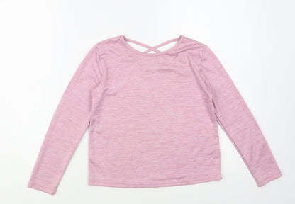 Dunnes Stores Girls Pink Polyester Pullover T-Shirt Size 8-9 Years Crew Neck Pullover
