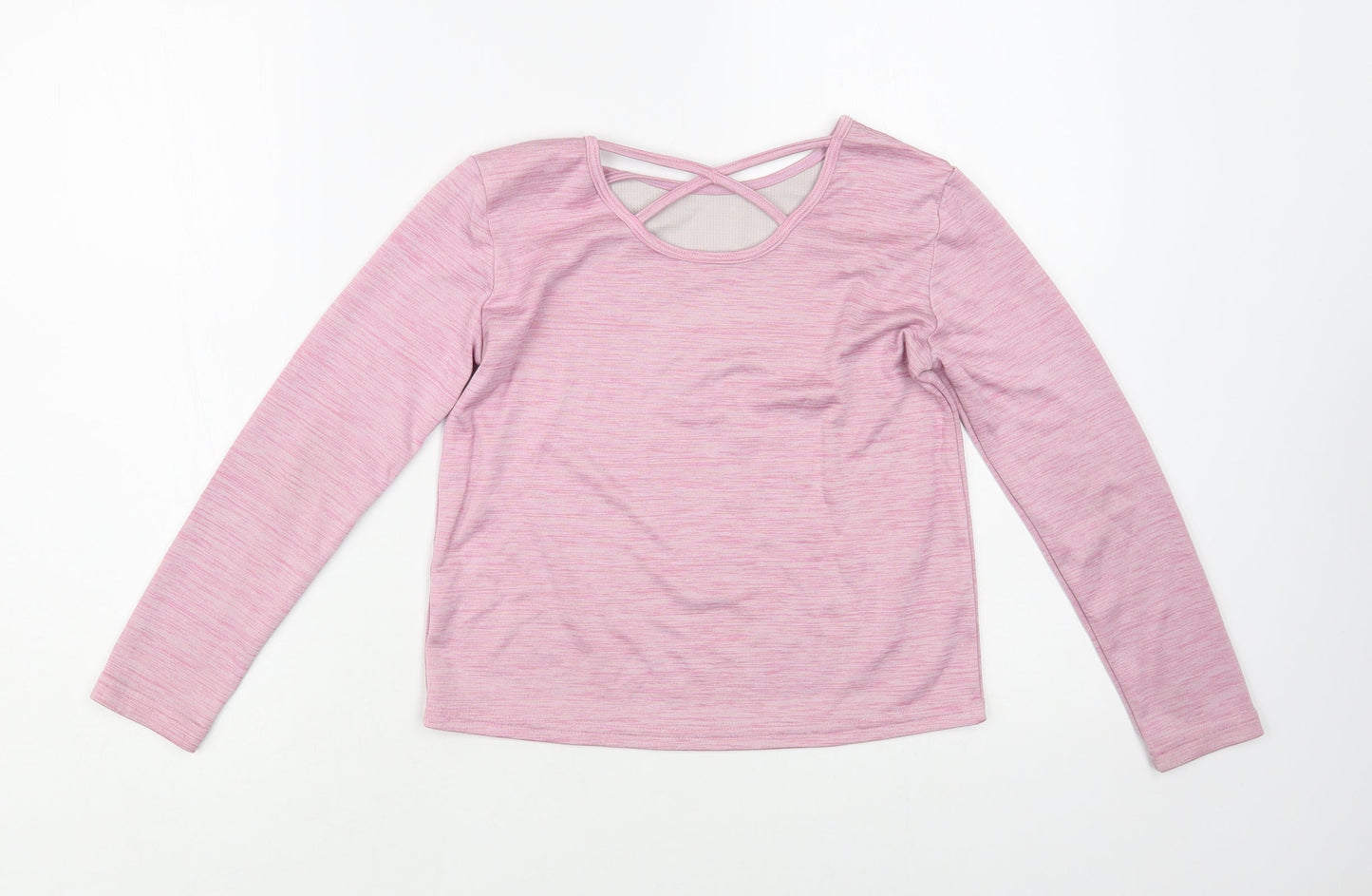 Dunnes Stores Girls Pink Polyester Pullover T-Shirt Size 8-9 Years Crew Neck Pullover