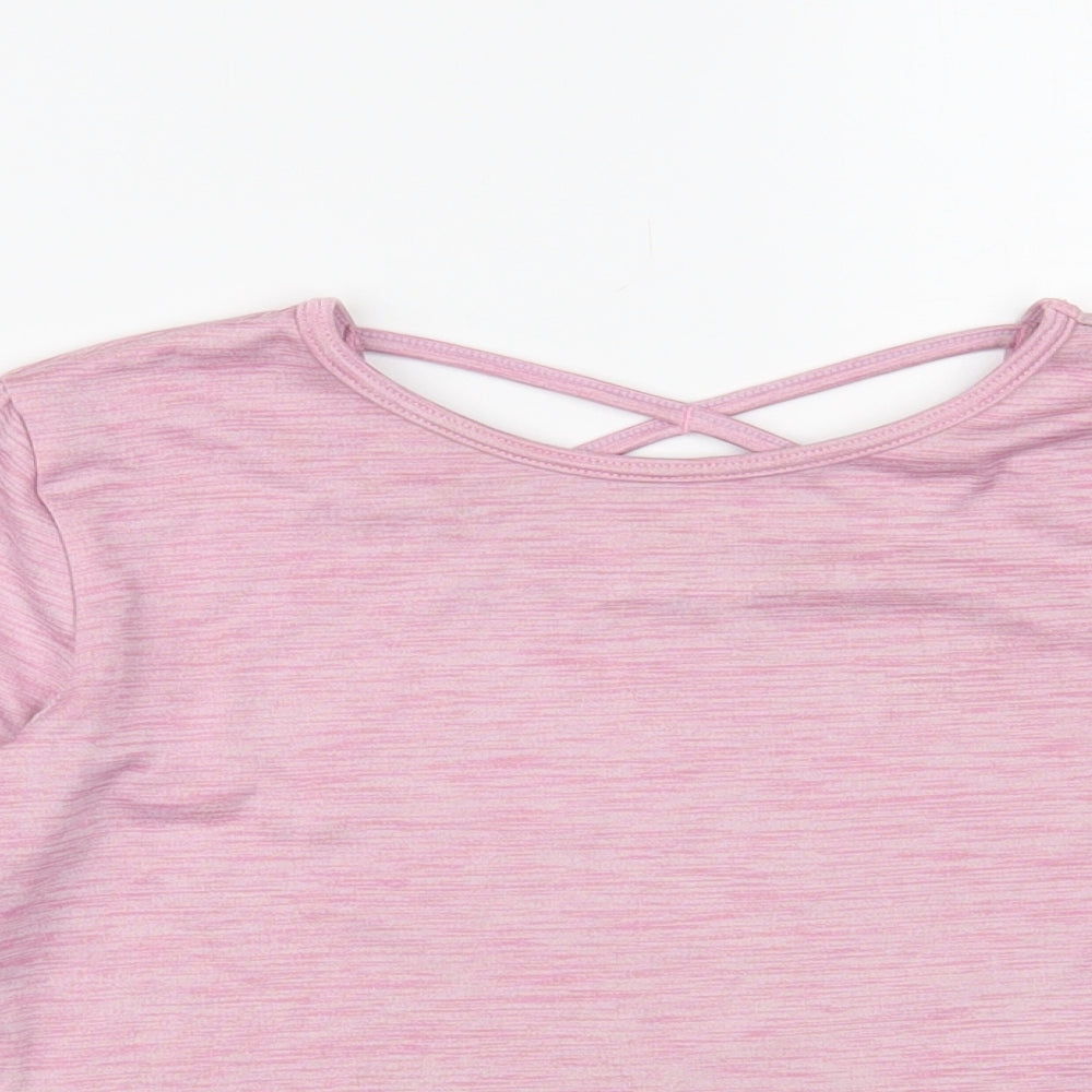Dunnes Stores Girls Pink Polyester Pullover T-Shirt Size 8-9 Years Crew Neck Pullover