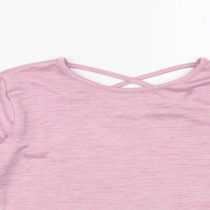 Dunnes Stores Girls Pink Polyester Pullover T-Shirt Size 8-9 Years Crew Neck Pullover