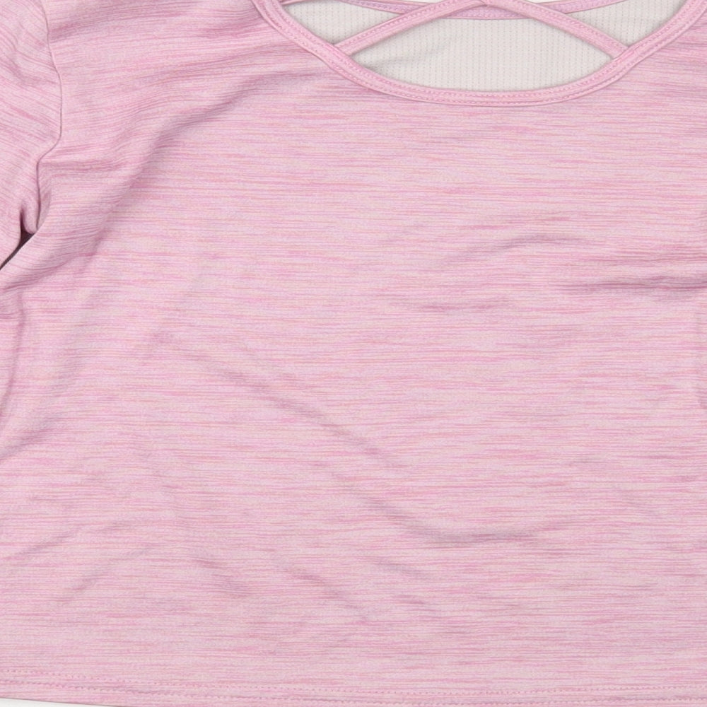 Dunnes Stores Girls Pink Polyester Pullover T-Shirt Size 8-9 Years Crew Neck Pullover