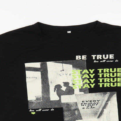 SheIn Womens Black Polyester Basic T-Shirt Size L Crew Neck - Stay True