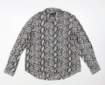 Womens UK Size 16 New Look Grey Basic Button-Up