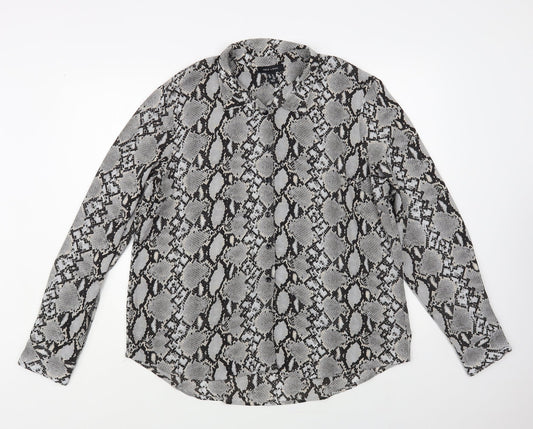 Womens UK Size 16 New Look Grey Basic Button-Up