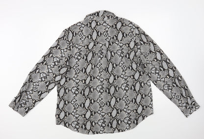 Womens UK Size 16 New Look Grey Basic Button-Up