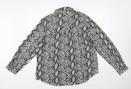 Womens UK Size 16 New Look Grey Basic Button-Up
