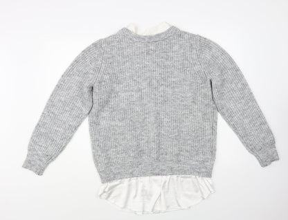 NEXT Womens Grey Crew Neck Polyester Pullover Jumper Size S