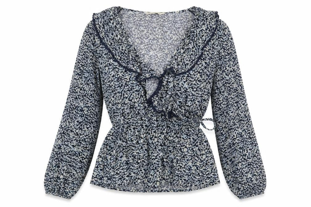 Womens UK Size 10 F&F Blue Wrap Blouse