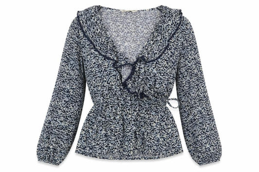 Womens UK Size 10 F&F Blue Wrap Blouse