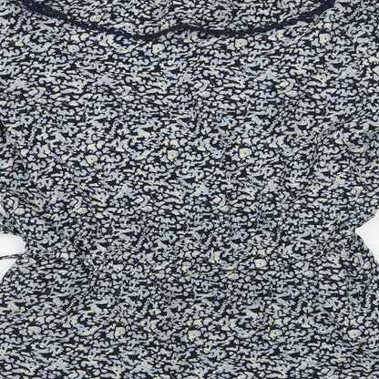 F&F Womens Blue Floral Viscose Wrap Blouse Size 10 Collared