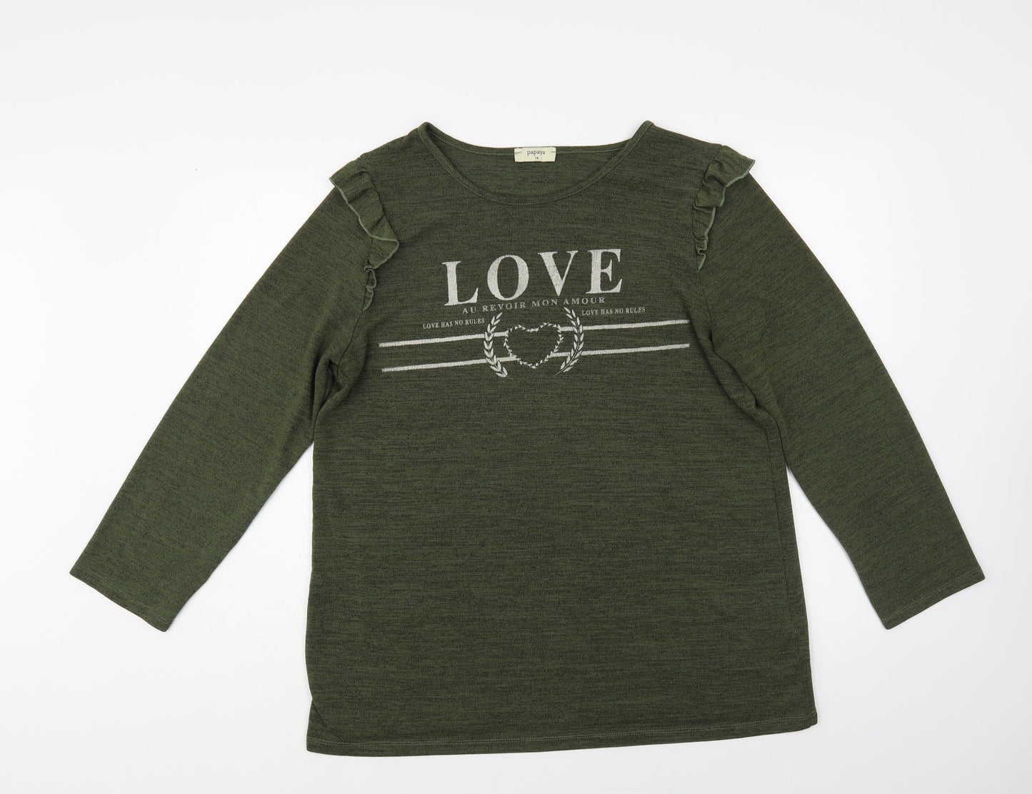 Womens UK Size 16 Papaya Green Pullover Jumper