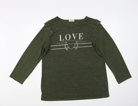 Womens UK Size 16 Papaya Green Pullover Jumper
