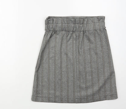 Mango Womens Grey Herringbone Polyester A-Line Skirt Size S Buckle