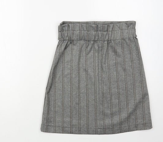 Mango Womens Grey Herringbone Polyester A-Line Skirt Size S Buckle