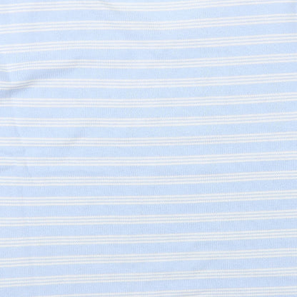 First Avenue Womens Blue V-Neck Striped Cotton Pullover Jumper Size S