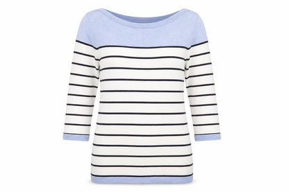 Country Casuals Womens White Boat Neck Striped Viscose Pullover Jumper Size M