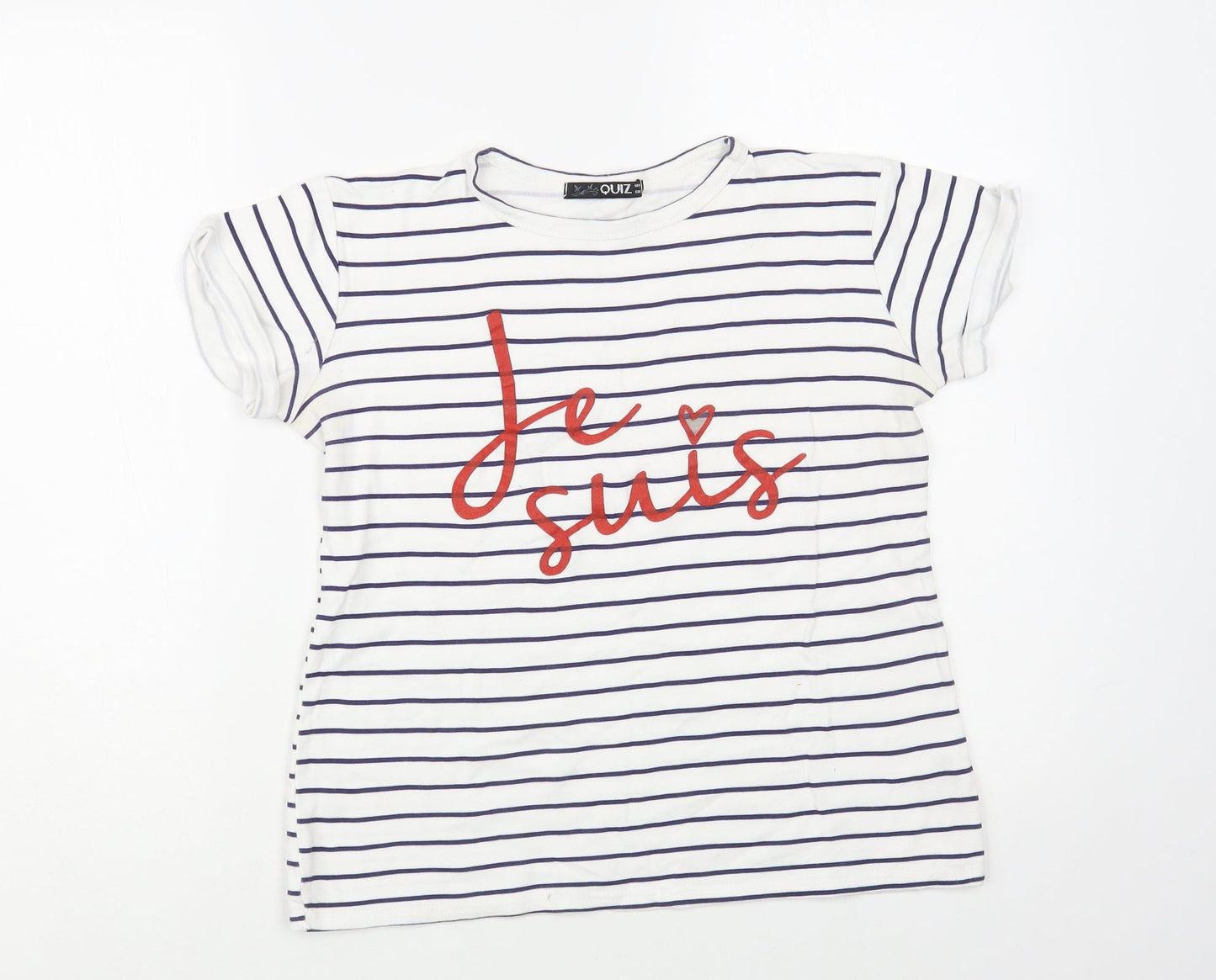Womens UK Size 8 Quiz White Basic T-Shirt