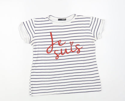 Womens UK Size 8 Quiz White Basic T-Shirt
