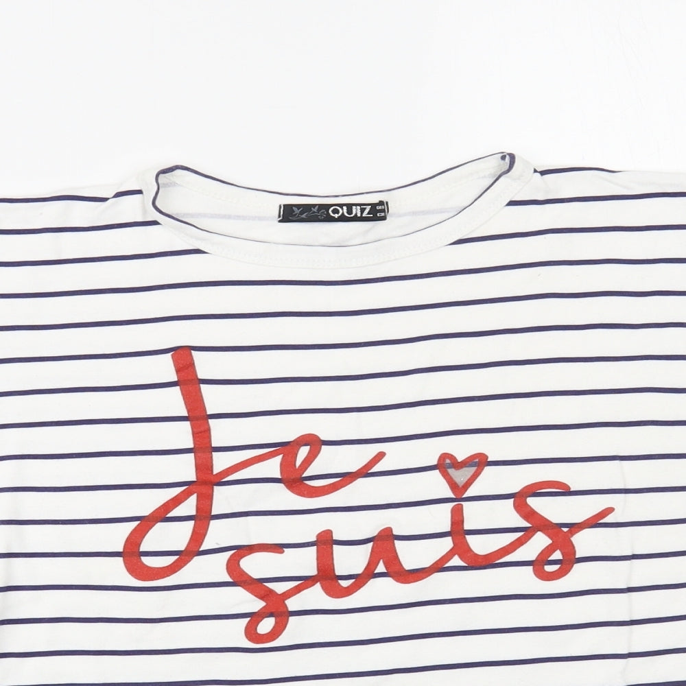 Womens UK Size 8 Quiz White Basic T-Shirt