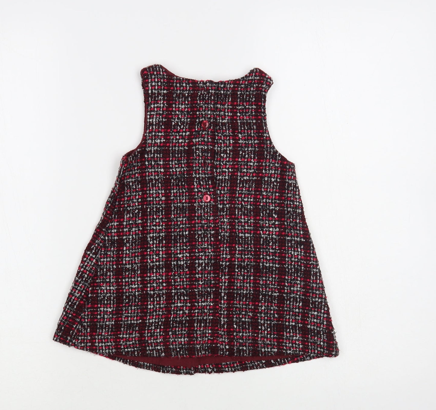 Dunnes Stores Baby Purple Plaid Polyester A-Line Size 12-18 Months Round Neck Button
