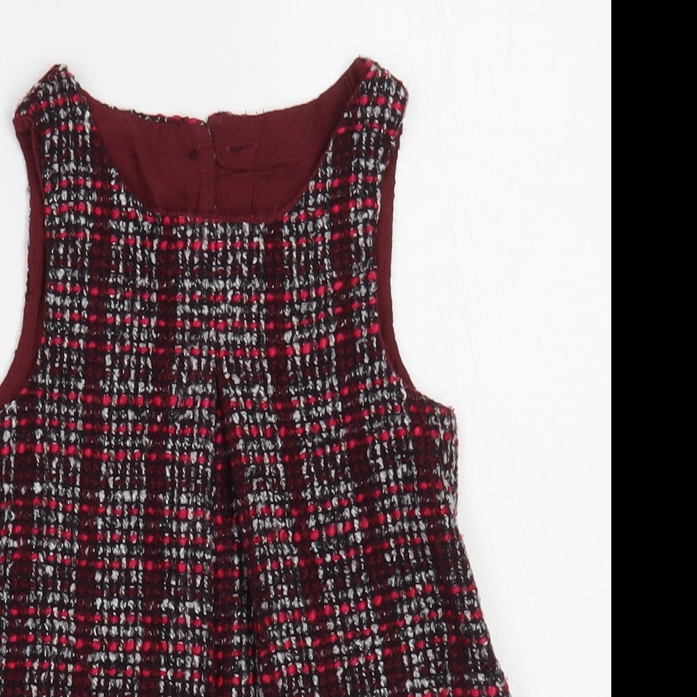 Dunnes Stores Baby Purple Plaid Polyester A-Line Size 12-18 Months Round Neck Button