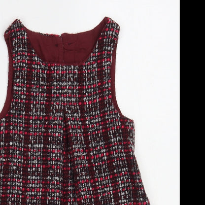 Dunnes Stores Baby Purple Plaid Polyester A-Line Size 12-18 Months Round Neck Button