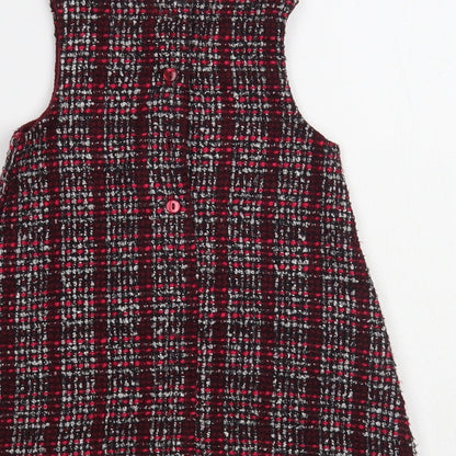Dunnes Stores Baby Purple Plaid Polyester A-Line Size 12-18 Months Round Neck Button