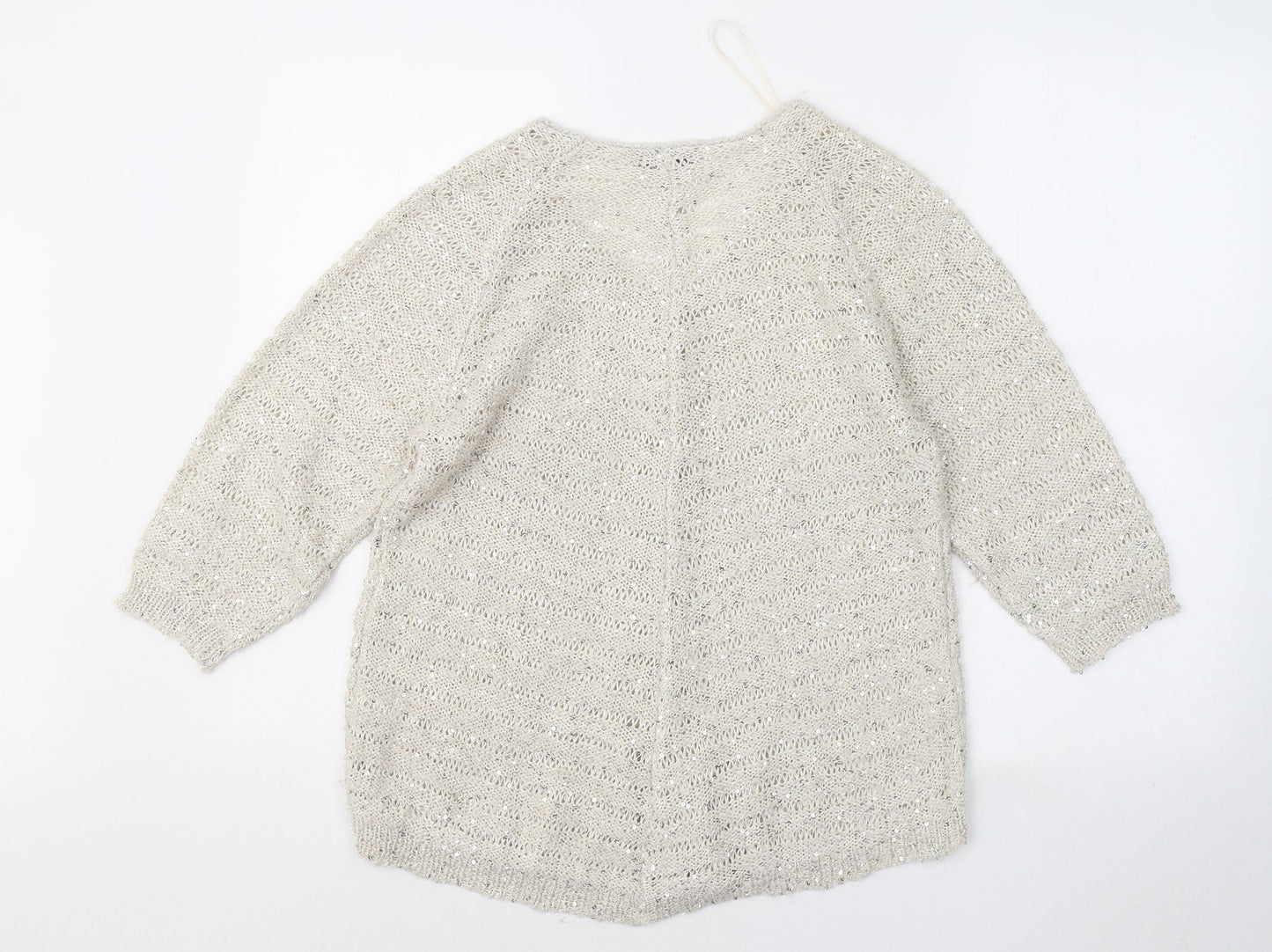 Womens UK Size 12 Roman Beige Pullover Jumper